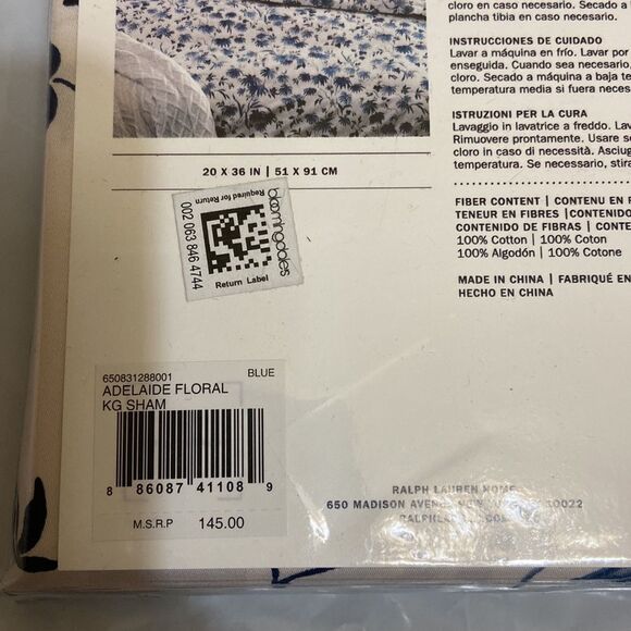 Ralph Lauren Adelaide Floral Sateen King Sham - Picture 4 of 7